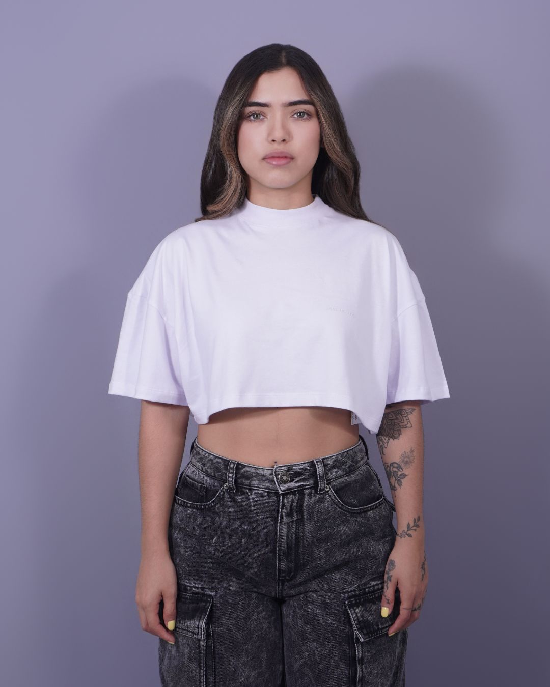 T-SHIRT CROPED PIGMENTO BLANCA