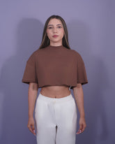 T-SHIRT CROPED CAFE PIGMENTO R