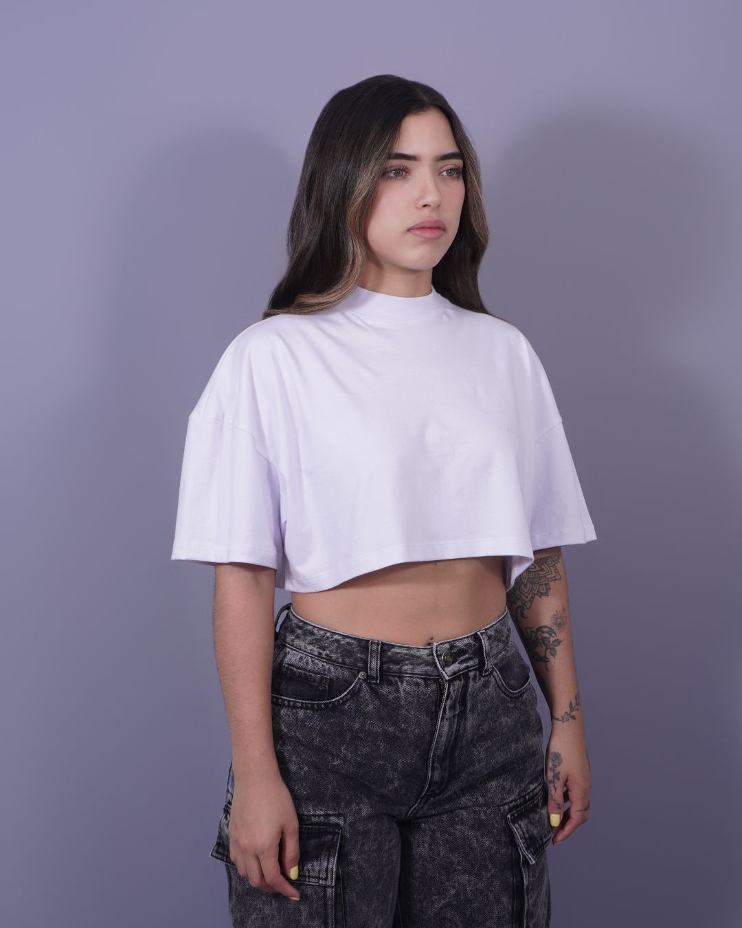 T-SHIRT CROPED PIGMENTO BLANCA