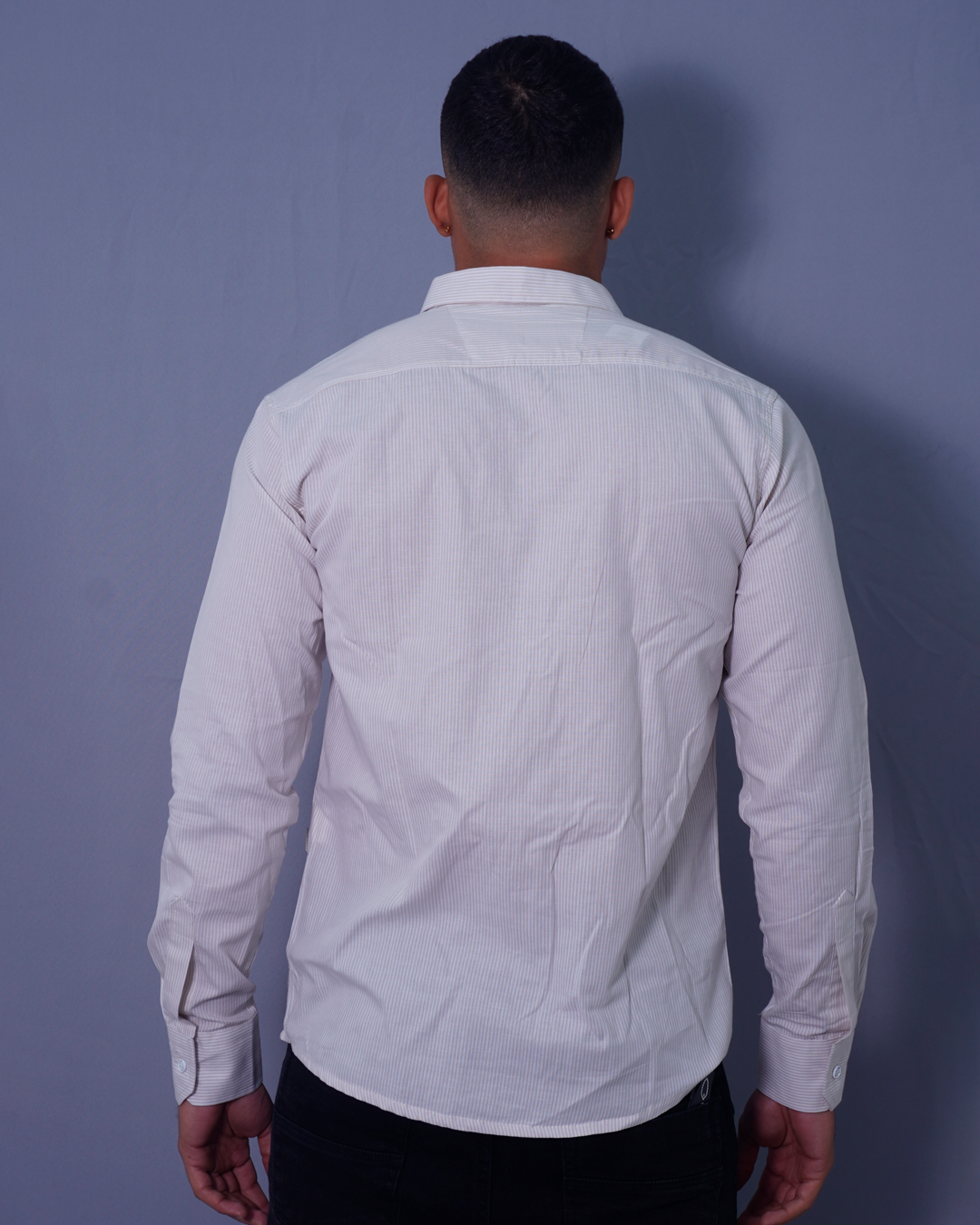 CAMISA REGULAR BEIGE RAYAS