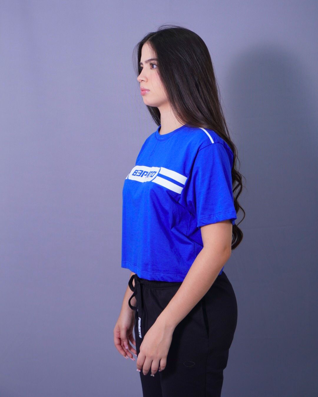 CAMISETA CROP AZUL PMTO