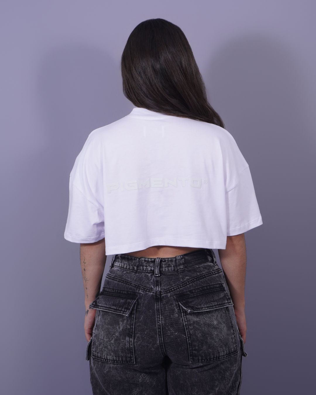 T-SHIRT CROPED PIGMENTO BLANCA