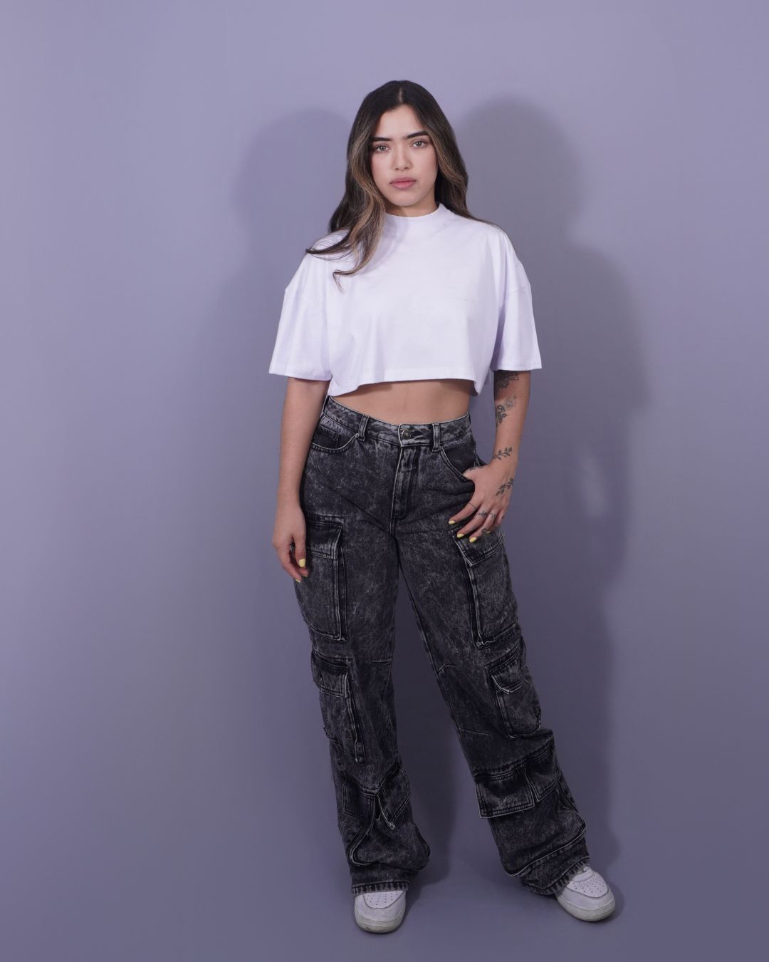 T-SHIRT CROPED PIGMENTO BLANCA
