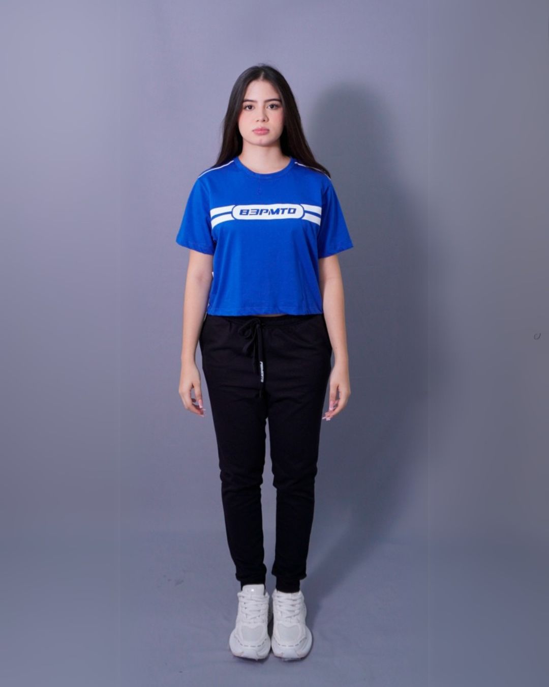 CAMISETA CROP AZUL PMTO