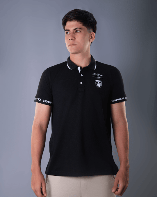 POLO NEGRO ESTAMPADO LEON