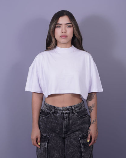 T-SHIRT CROPED PIGMENTO BLANCA