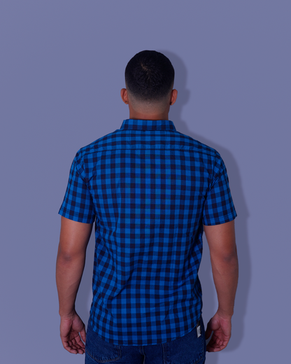 CAMISA REGULAR CUADROS AZUL Y NEGRO