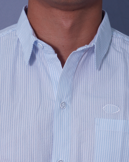 CAMISA REGULAR CELESTE RAYAS X BOLSILLO