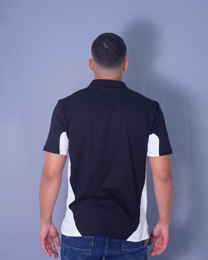 POLO NEGRO CON COSTADOS BLANCOS