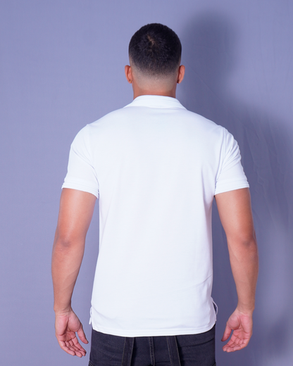 POLO ENCAJONADO BLANCO CON TEXTURA