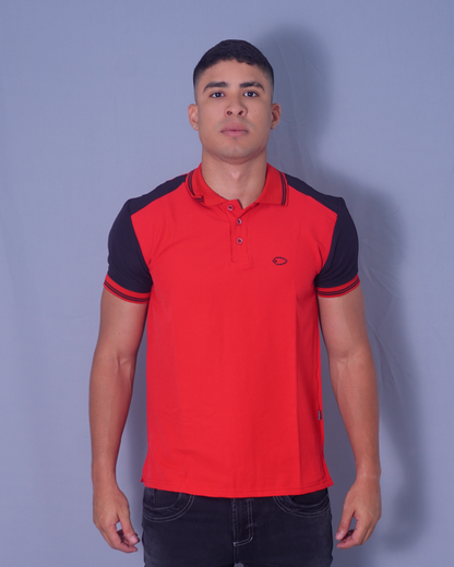 POLO SLIM ROJO Y NEGRO