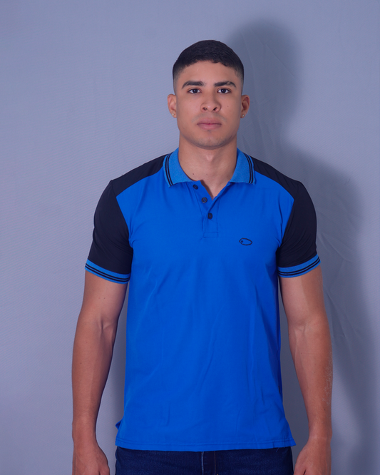 POLO SLIM AZUL Y NEGRO