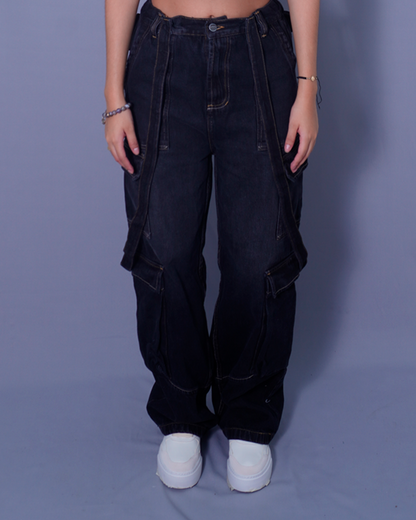 JEAN BAGGY CARGO NEGRO WISIN PMTO