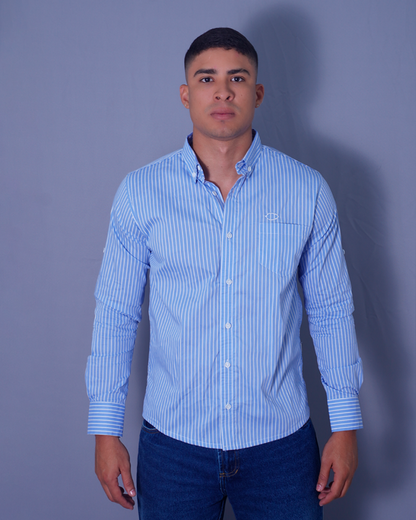 CAMISA REGULAR RAYAS AZUL BUTTONDOV