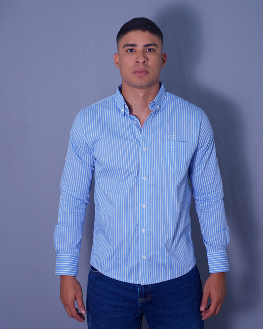 CAMISA REGULAR RAYAS AZUL BUTTONDOV