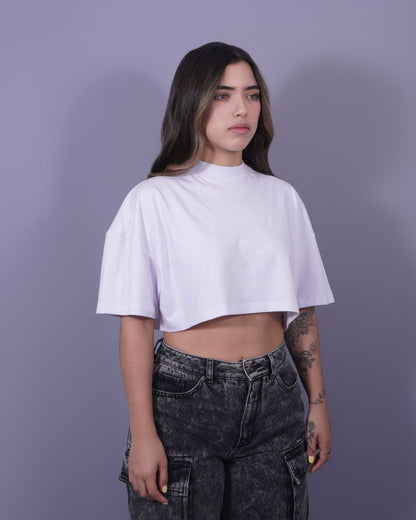 T-SHIRT CROPED PIGMENTO BLANCA