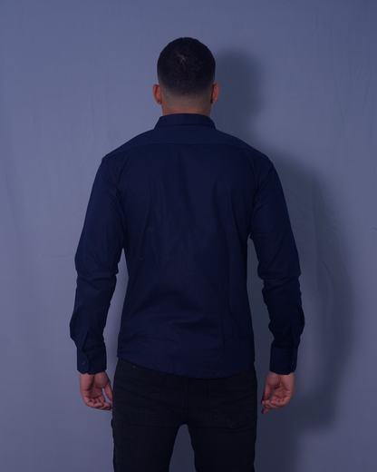 CAMISA REGULAR AZUL OSCURO CUELLO NERU