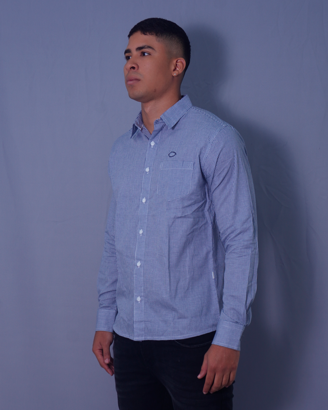 CAMISA REGULAR AZUL CUADROS X BOLSILLO