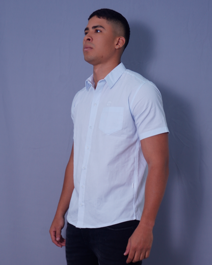CAMISA REGULAR CELESTE RAYAS X BOLSILLO