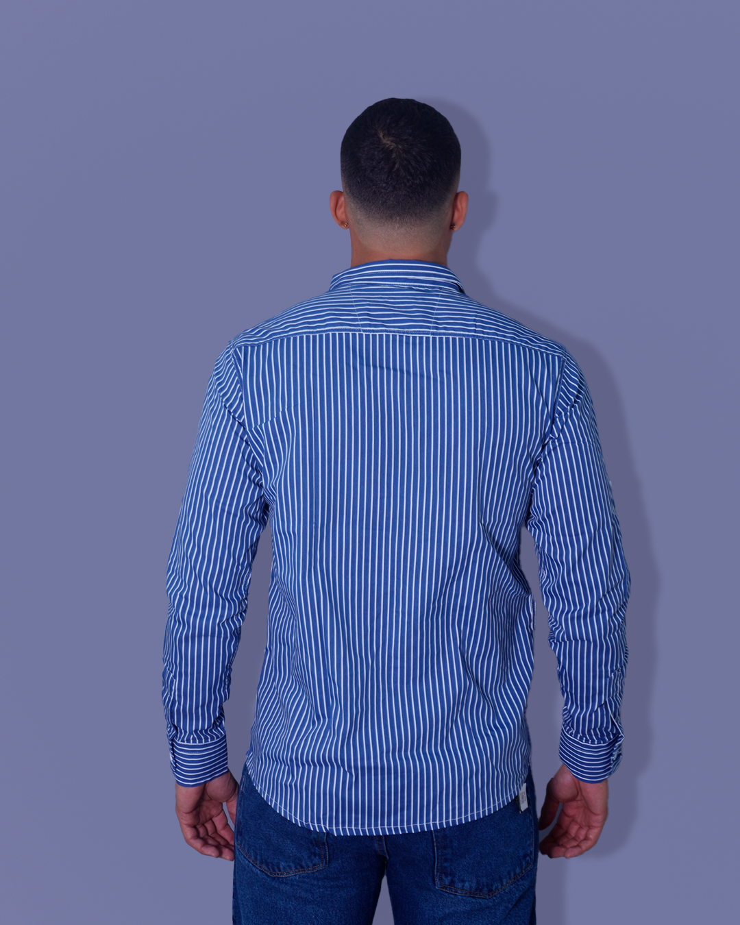 CAMISA REGULAR RAYAS AZUL OSCURO