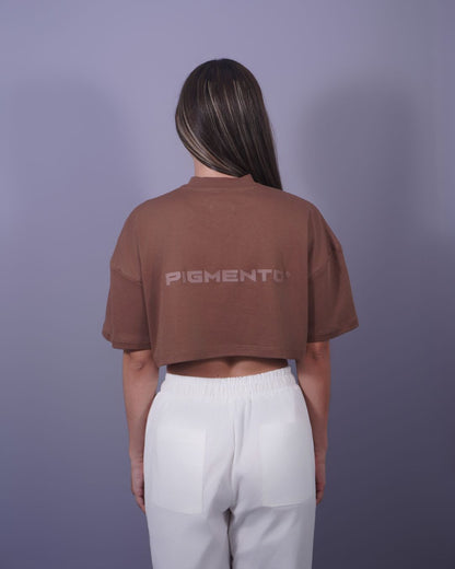 T-SHIRT CROPED CAFE PIGMENTO R