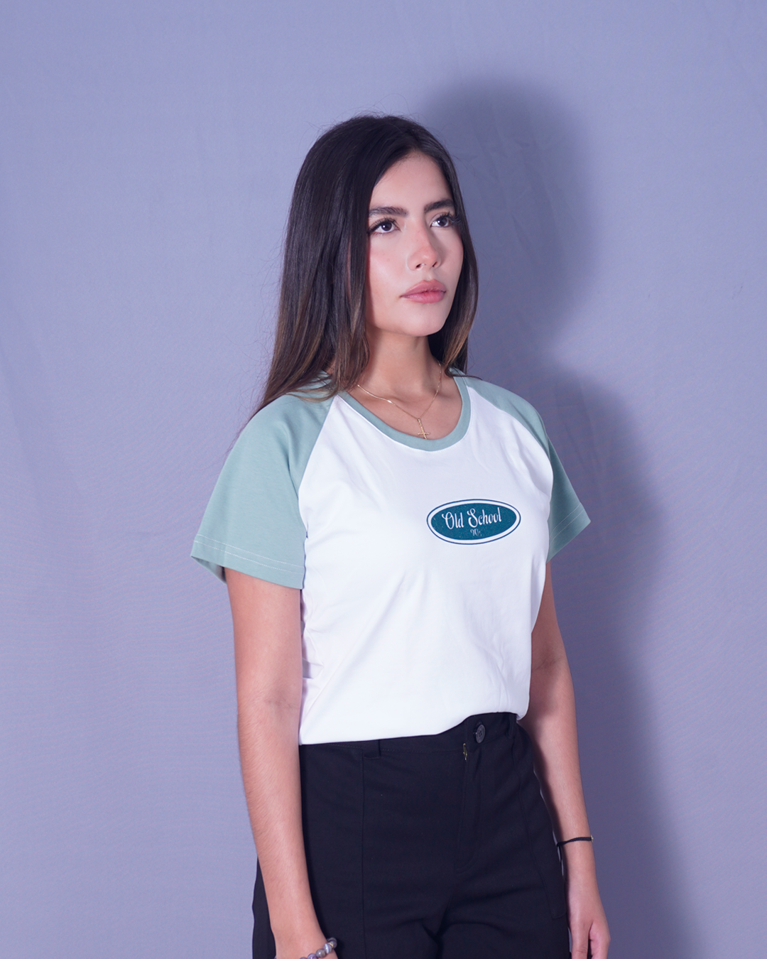 T-SHIRT COORD BLANCO CON VERDE