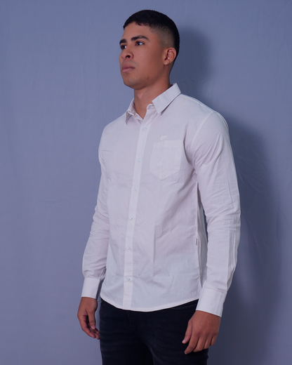 CAMISA REGULAR BEIGE RAYAS