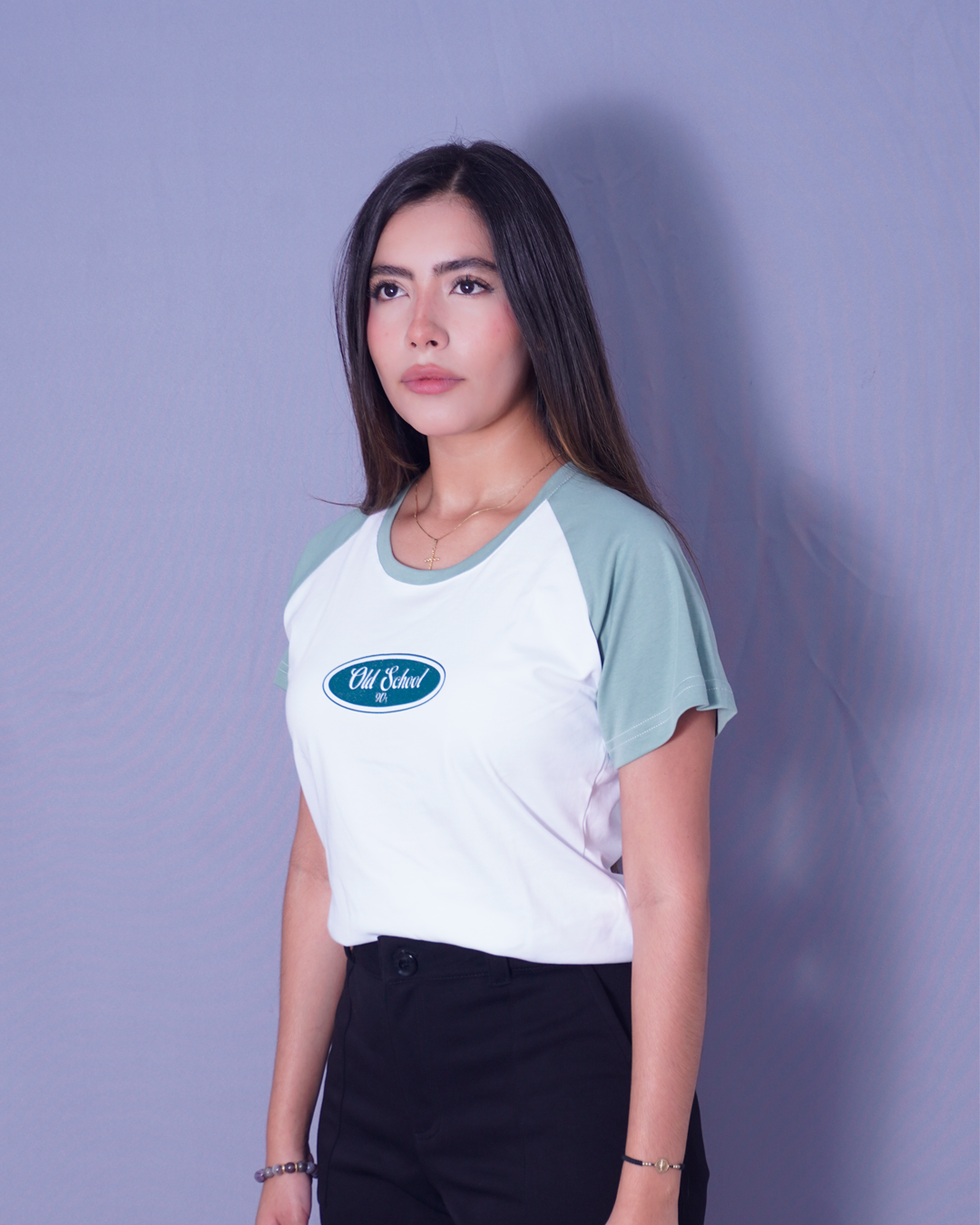 T-SHIRT COORD BLANCO CON VERDE