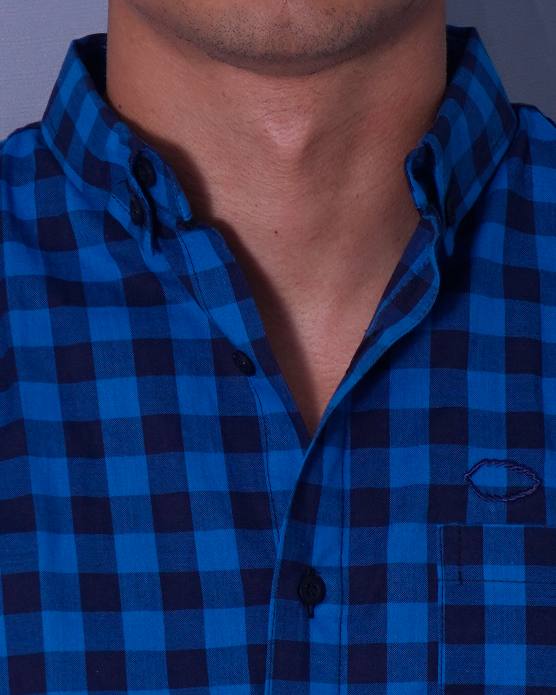 CAMISA REGULAR CUADROS AZUL Y NEGRO