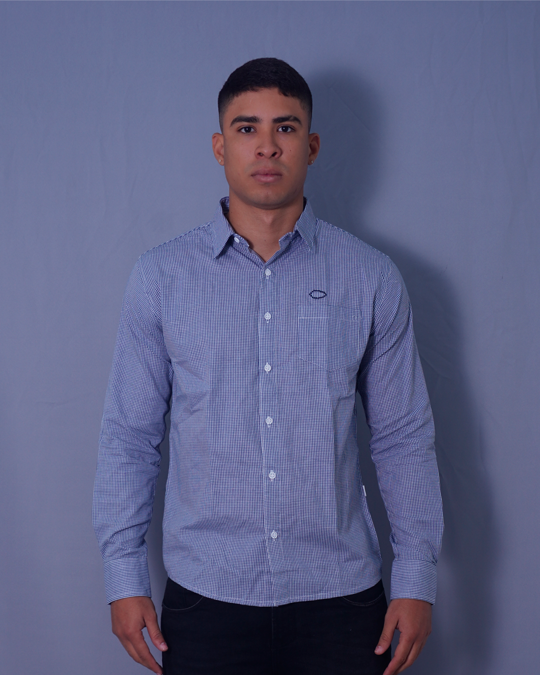 CAMISA REGULAR AZUL CUADROS X BOLSILLO