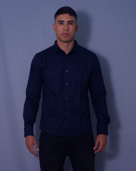 CAMISA REGULAR AZUL OSCURO CUELLO NERU
