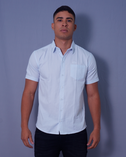 CAMISA REGULAR CELESTE RAYAS X BOLSILLO