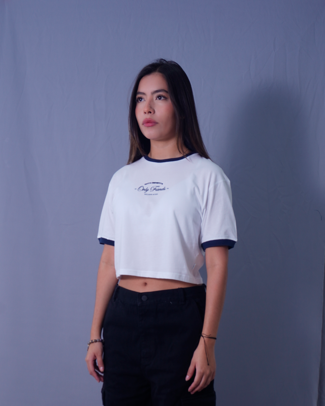 T-SHIRT CROPEED AZUL X BLANCO