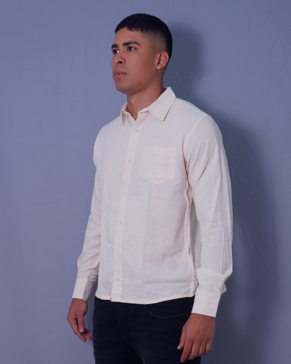 CAMISA REGULAR BEIGE X BOLSILLO