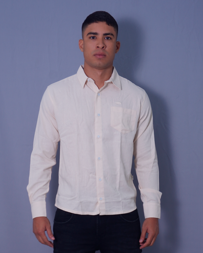 CAMISA REGULAR BEIGE X BOLSILLO