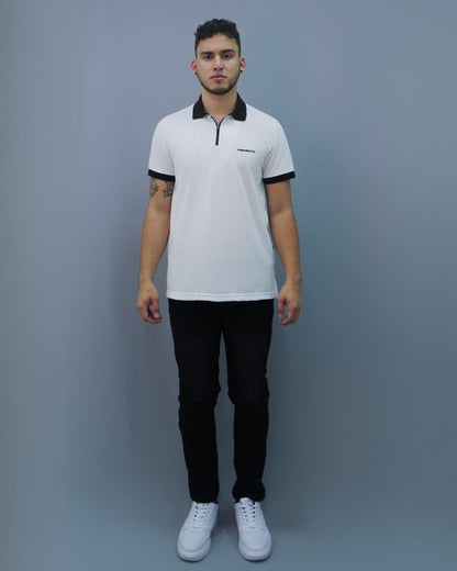 POLO BLANCO PIGMENTO CON CREMALLERA