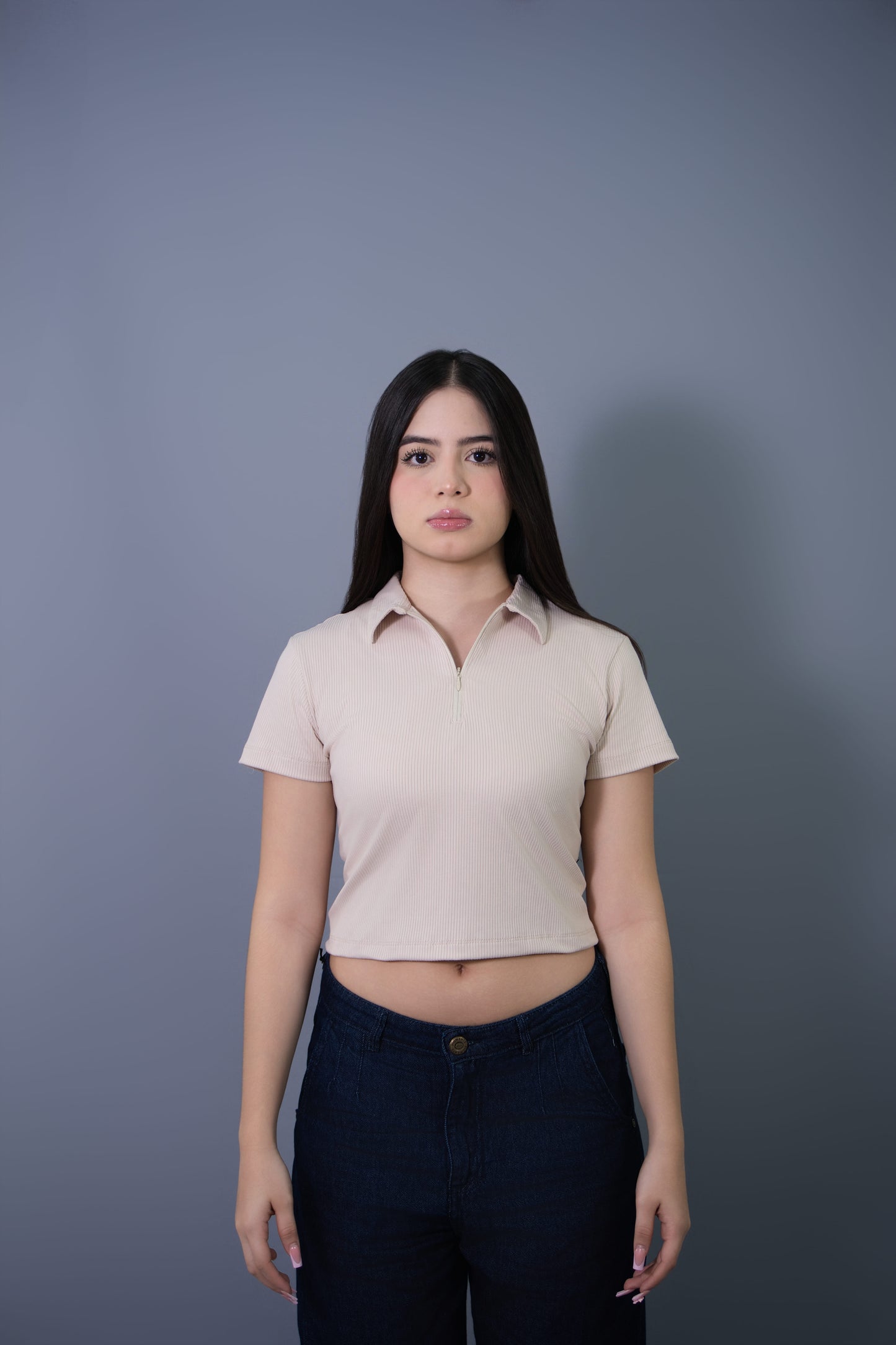 POLO CROP BEIGE