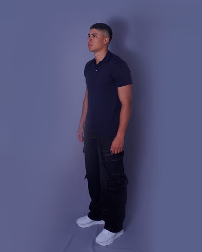 POLO ENCAJONADO NEGRO