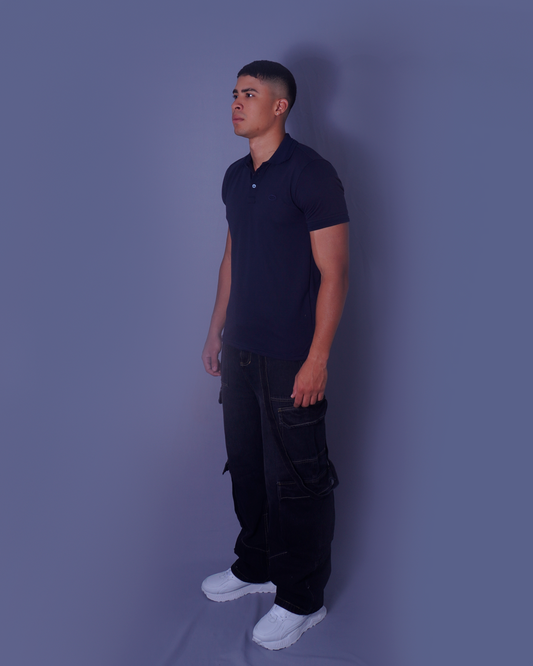 POLO ENCAJONADO NEGRO