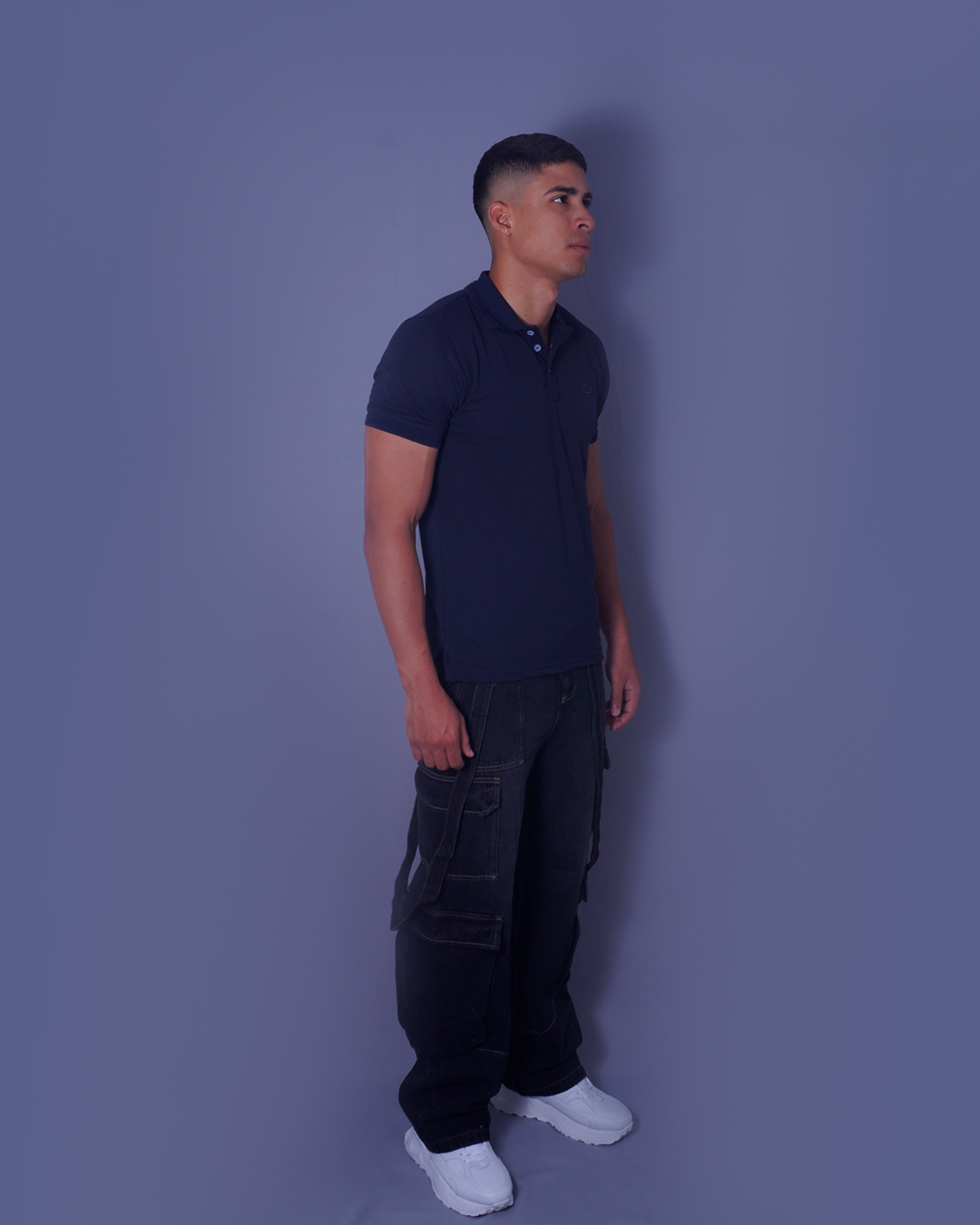POLO ENCAJONADO NEGRO