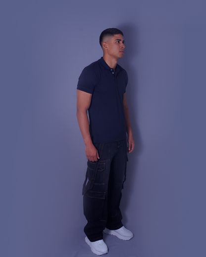 POLO ENCAJONADO NEGRO