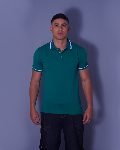 POLO ENCAJONADO VERDE OSCURO