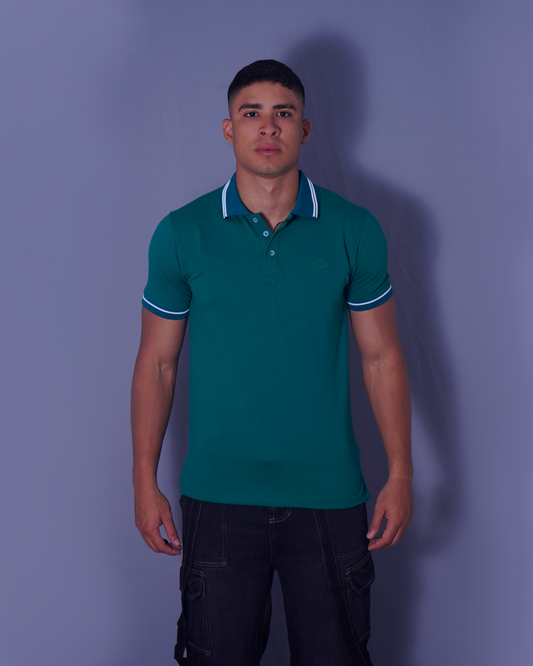 POLO ENCAJONADO VERDE OSCURO