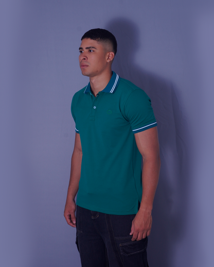 POLO ENCAJONADO VERDE OSCURO