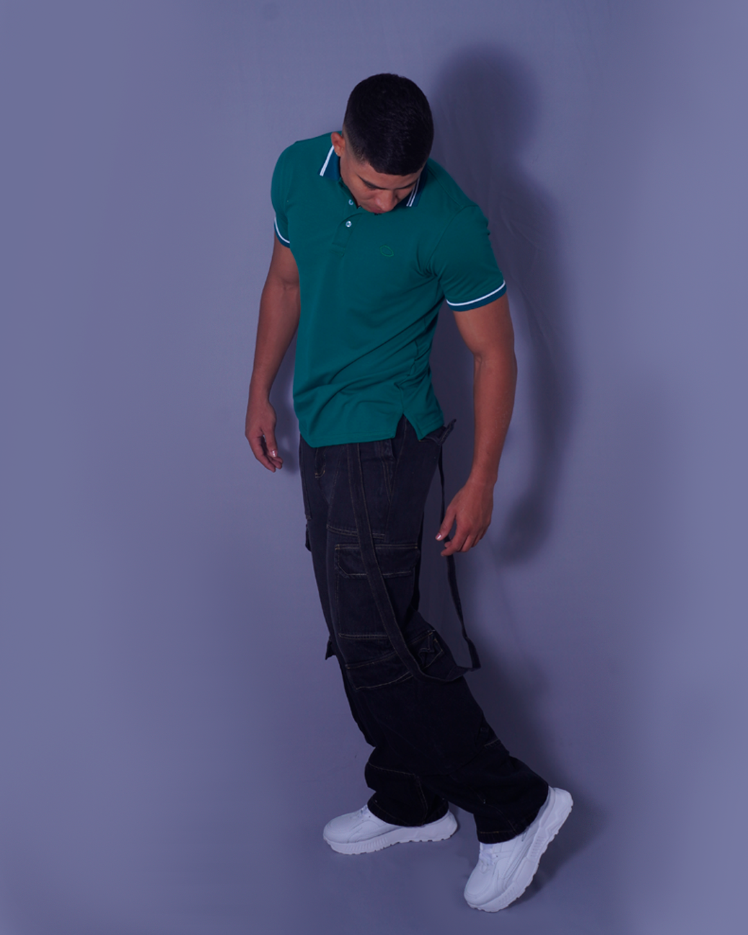 POLO ENCAJONADO VERDE OSCURO