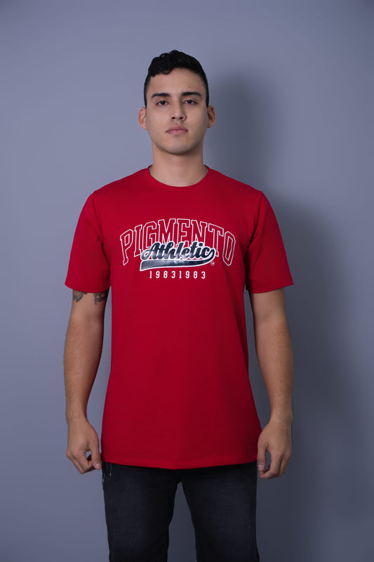 T-SHIRT ROJO ESTAMPADO PIGMENTO ATHLETIC